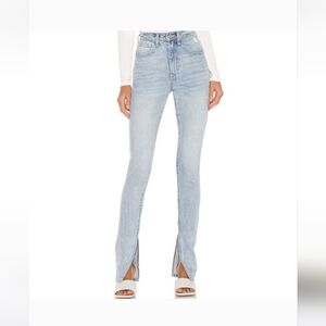 NWT Slit Hem High Rise Jeans (Blue) - WEWOREWHAT